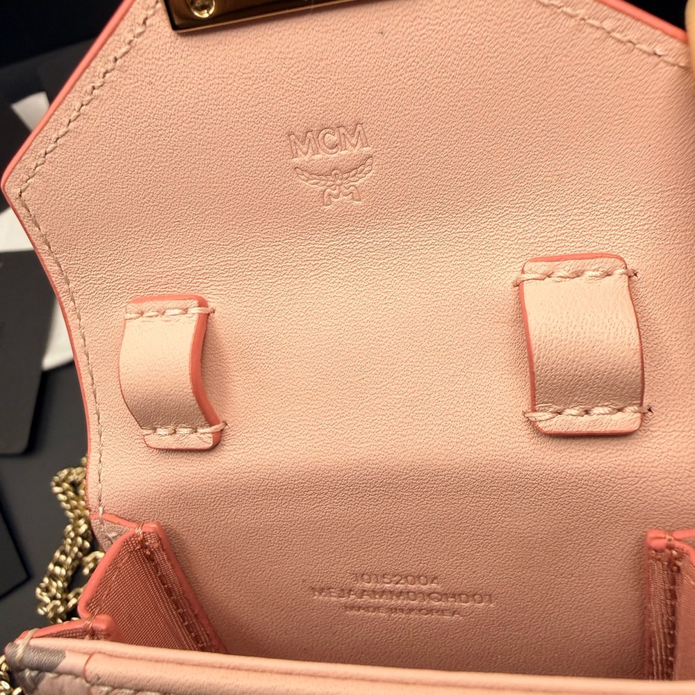 MCM Pink Leather Mini Belt Bag Crossbody - Picture 8 of 13